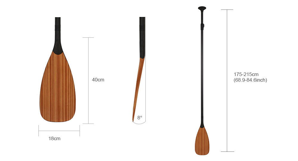 BC7 Bamboo SUP Paddle Size