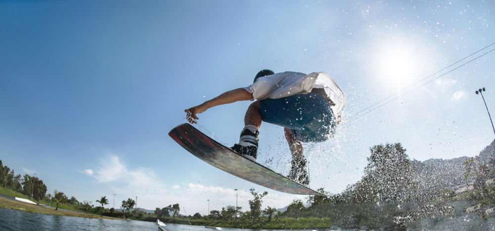 Slider wakeboarding on the water