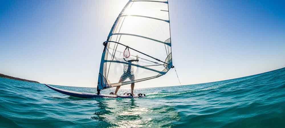 Windsurfing on the sea