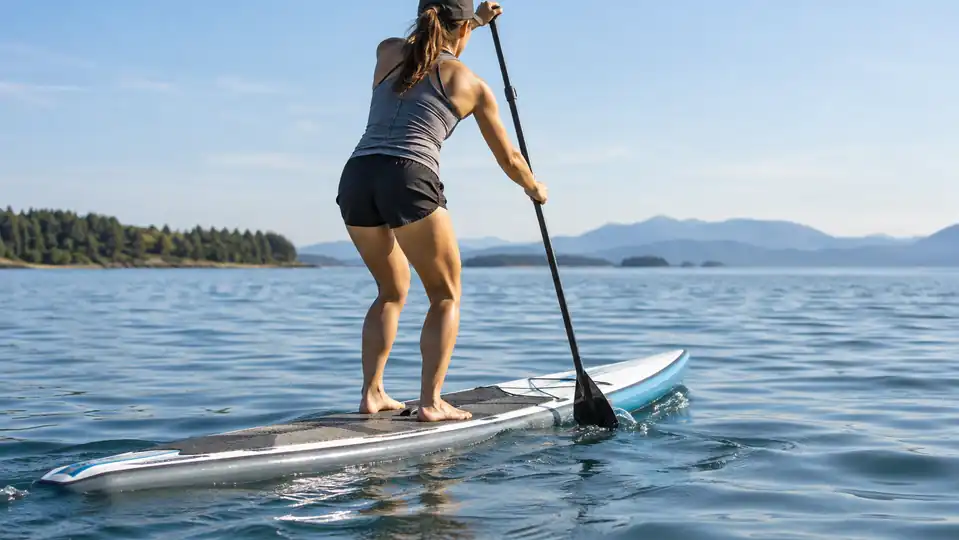 Stand-up paddler using a smaller SUP blade for a quick efficient cadence